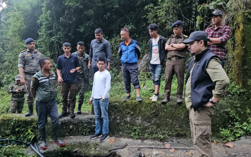 NHIDCL and Officials of Nalanda Company conducted a joint inspection today at ongoing construction site of NHIDCL Dungel Kharka periphery.