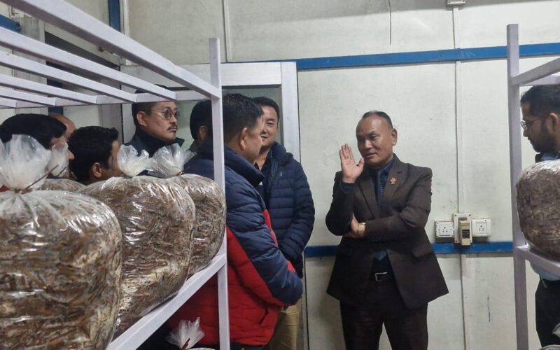 Minister Puran Kumar Gurung Reviews Mushroom Cultivation Progress