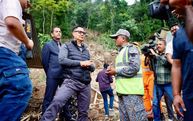 Union Minister Kiren Rijiju Visits Landslide-Hit Areas in Darjeeling