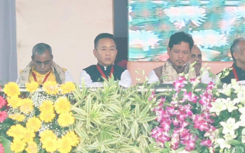 Chief Minister of Sikkim Sir Prem Singh Tamang-Golay attended the swearing-in ceremony at Gandhi Maidan, Patna today.